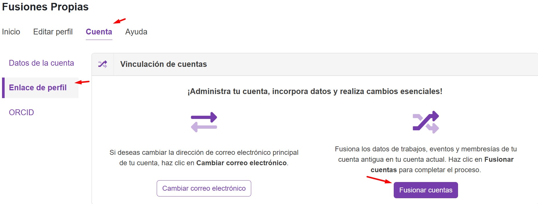 Fusionar cuentas