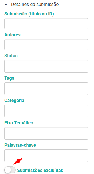 Submissões excluídas